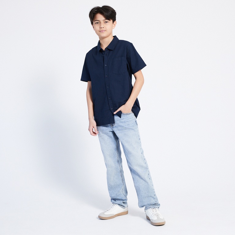 Short sleeve linen blend shirt "Tim star" Navy 5